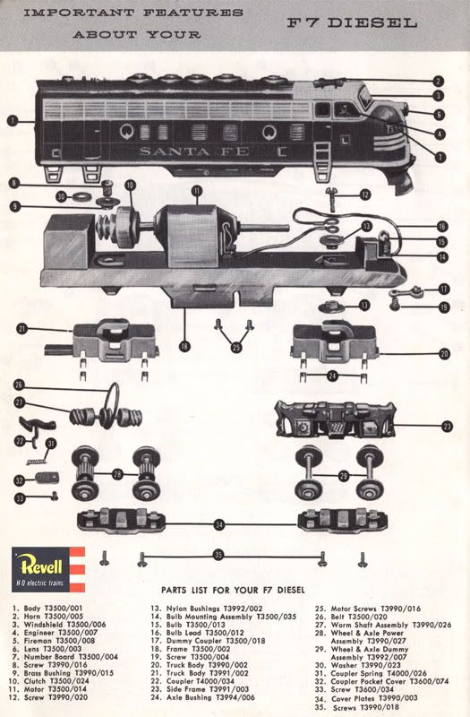 Revell F-7 Diesel Locomotive Exploded Parts Diagram Photo by